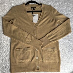 REISS $295 Esme Lightweight Slim Tan Italian Cashmere Cardigan Sweater XS? S?